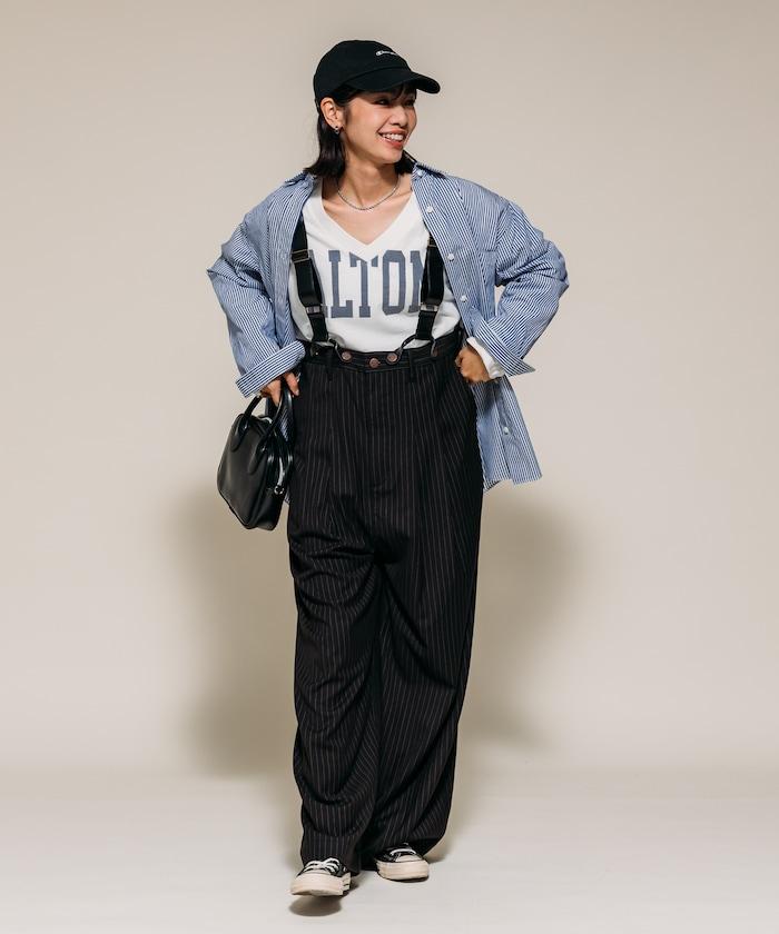 TR可拆卸揹帶寬鬆雙褶西裝長褲