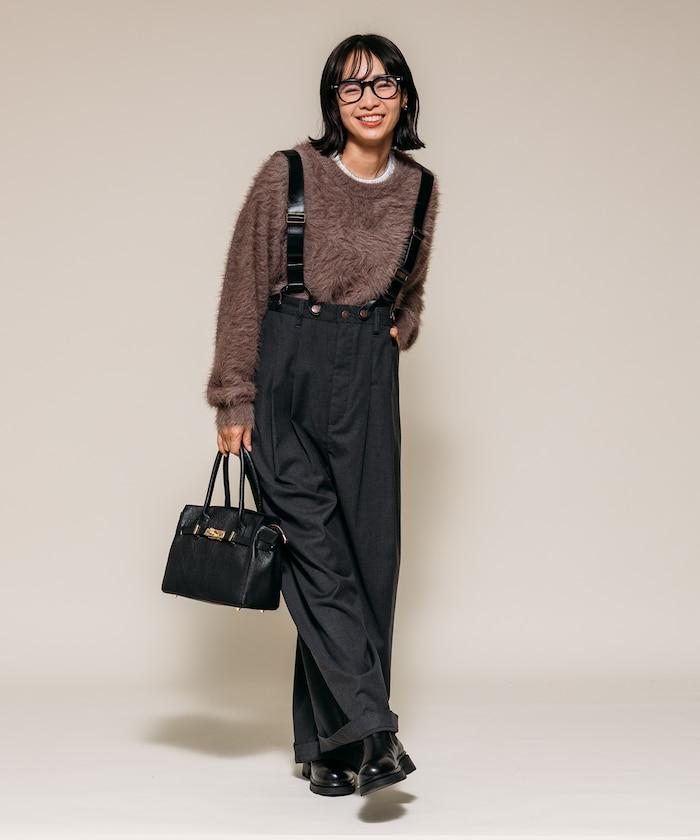 TR可拆卸揹帶寬鬆雙褶西裝長褲