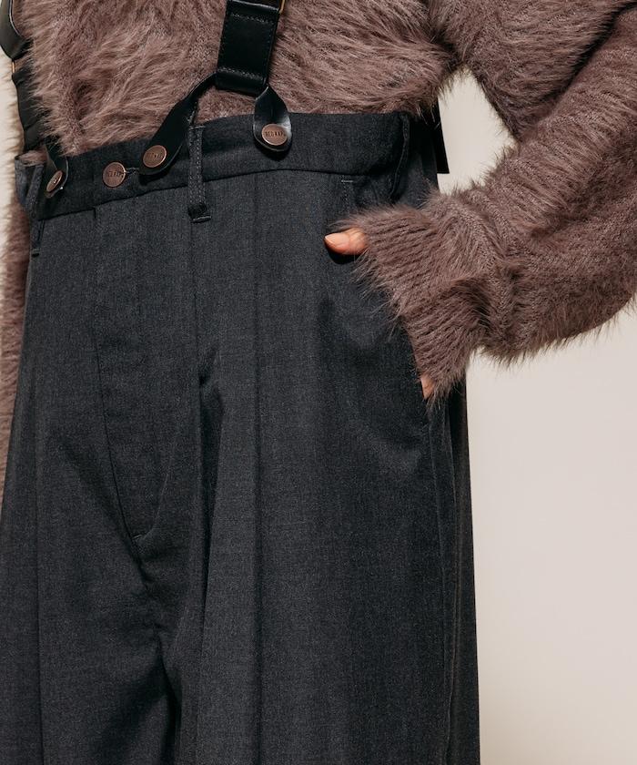 TR可拆卸揹帶寬鬆雙褶西裝長褲