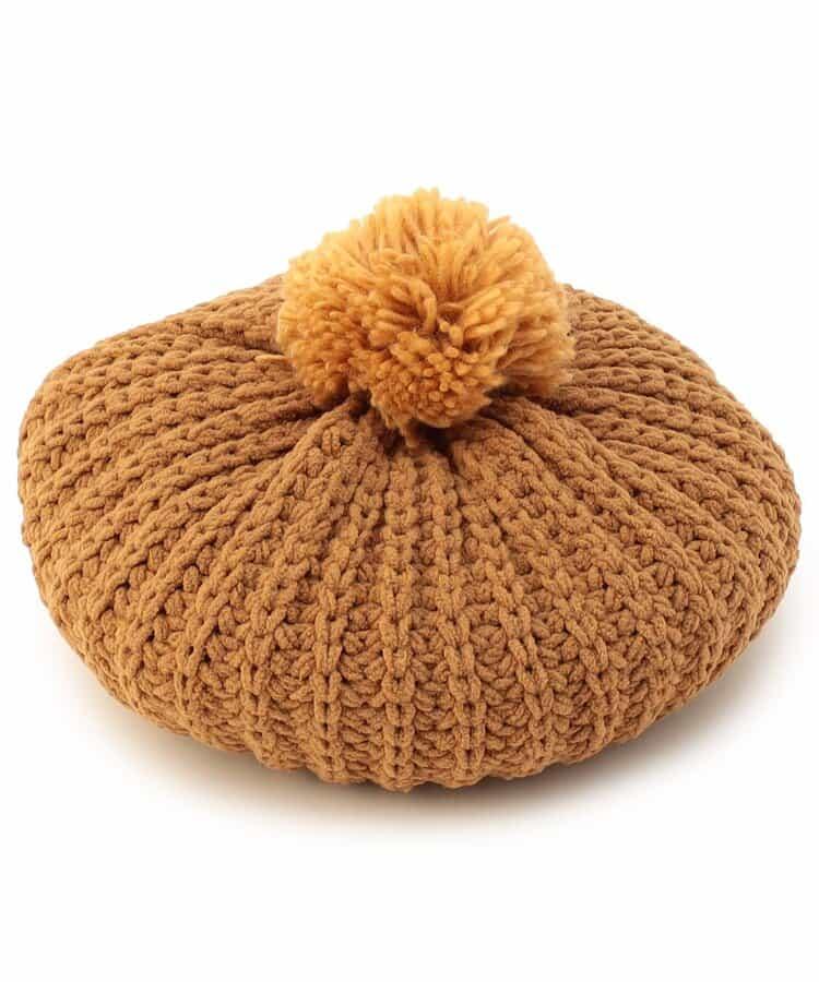 帶梵天裝飾毛線貝雷帽