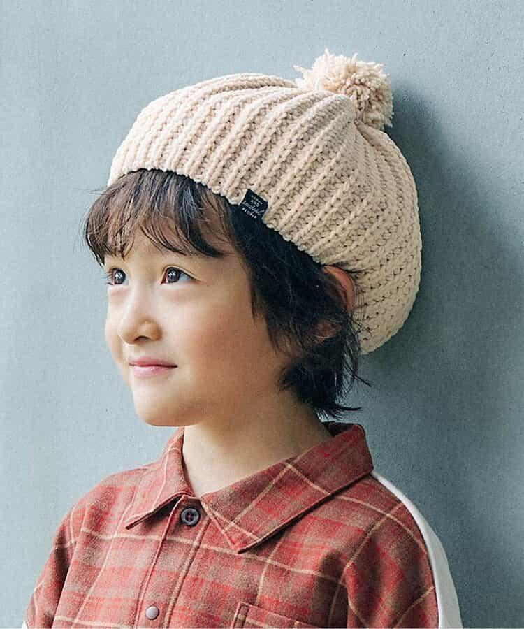 帶梵天裝飾毛線貝雷帽