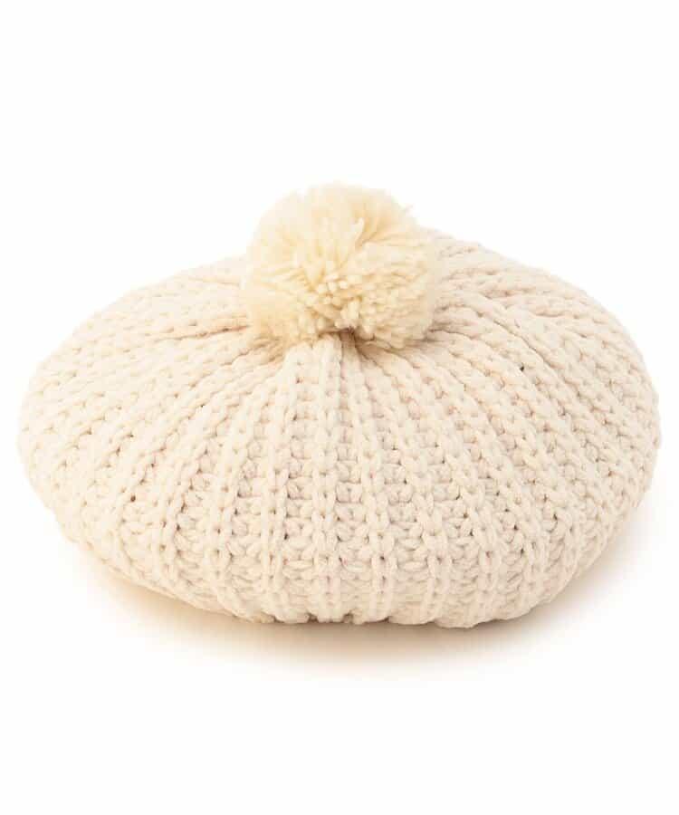 帶梵天裝飾毛線貝雷帽