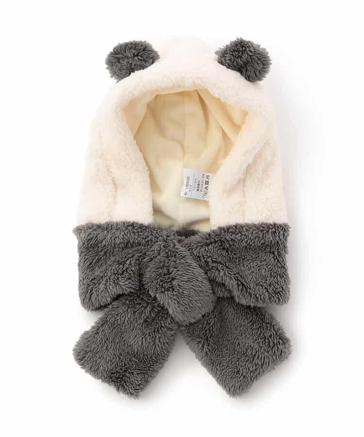 動物絨毛連帽圍巾