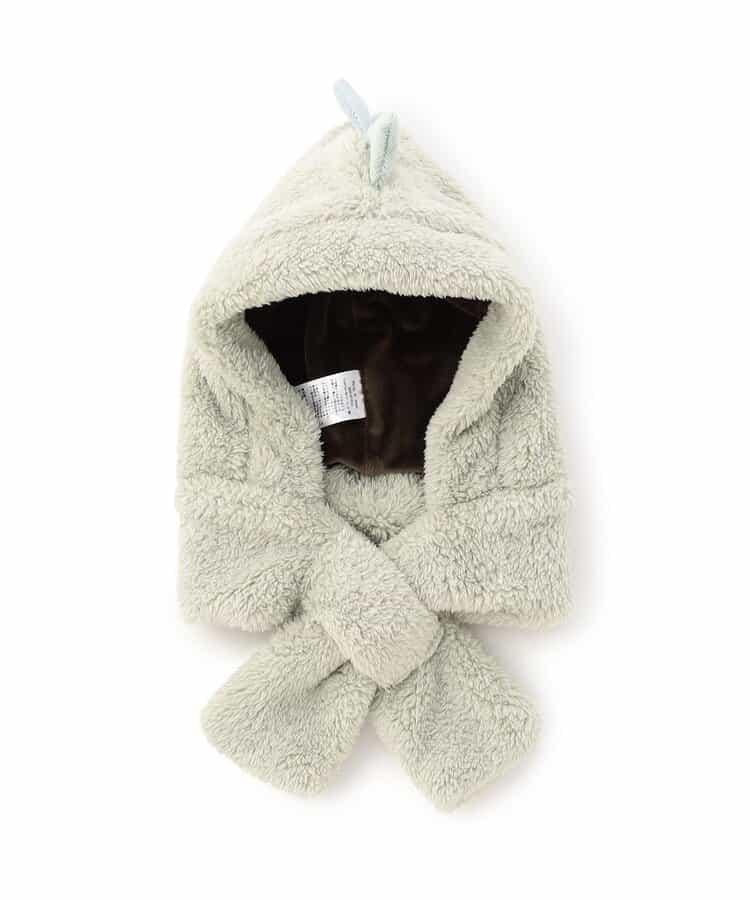 動物絨毛連帽圍巾