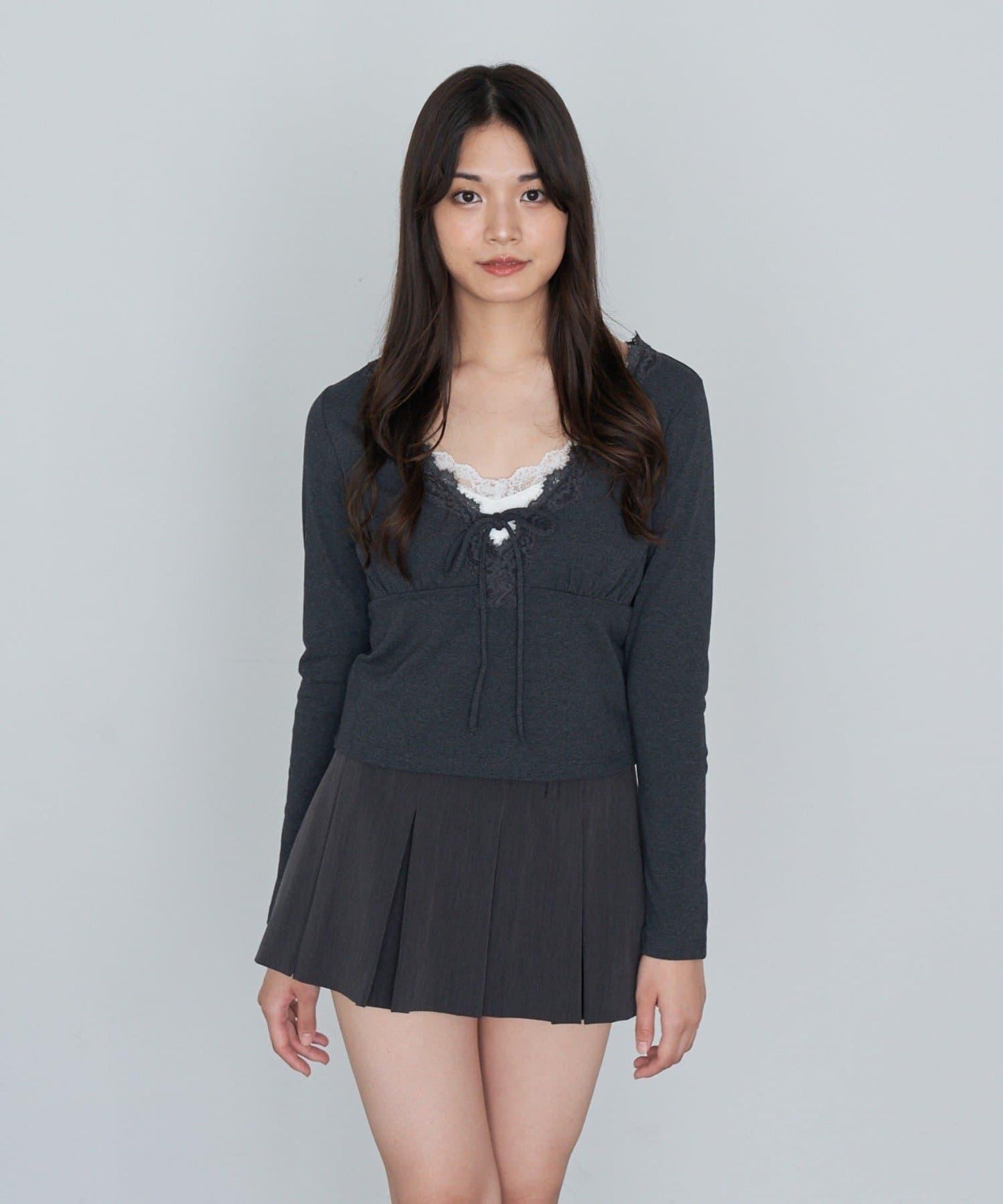 蕾絲拼接長袖T恤