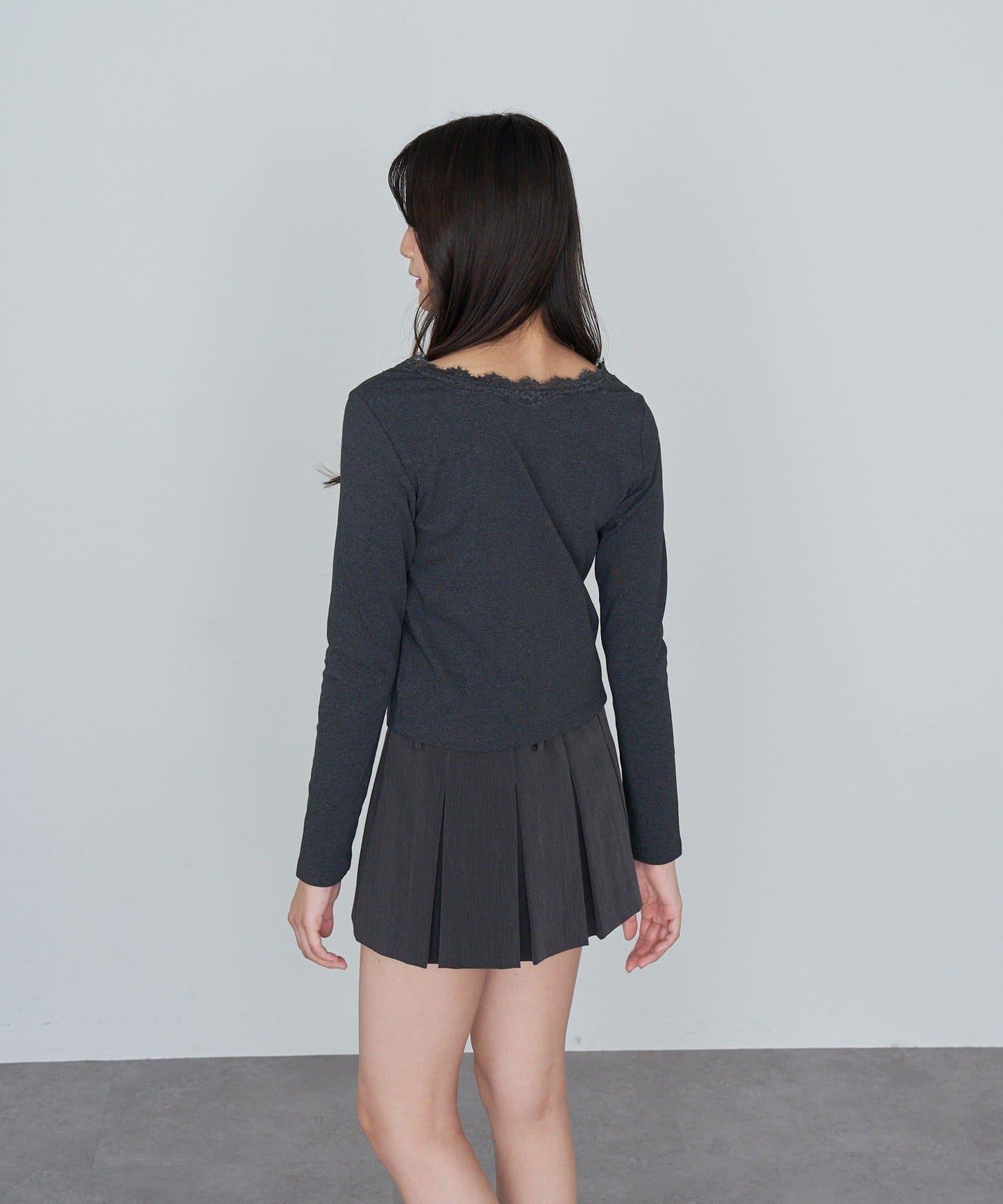 蕾絲拼接長袖T恤