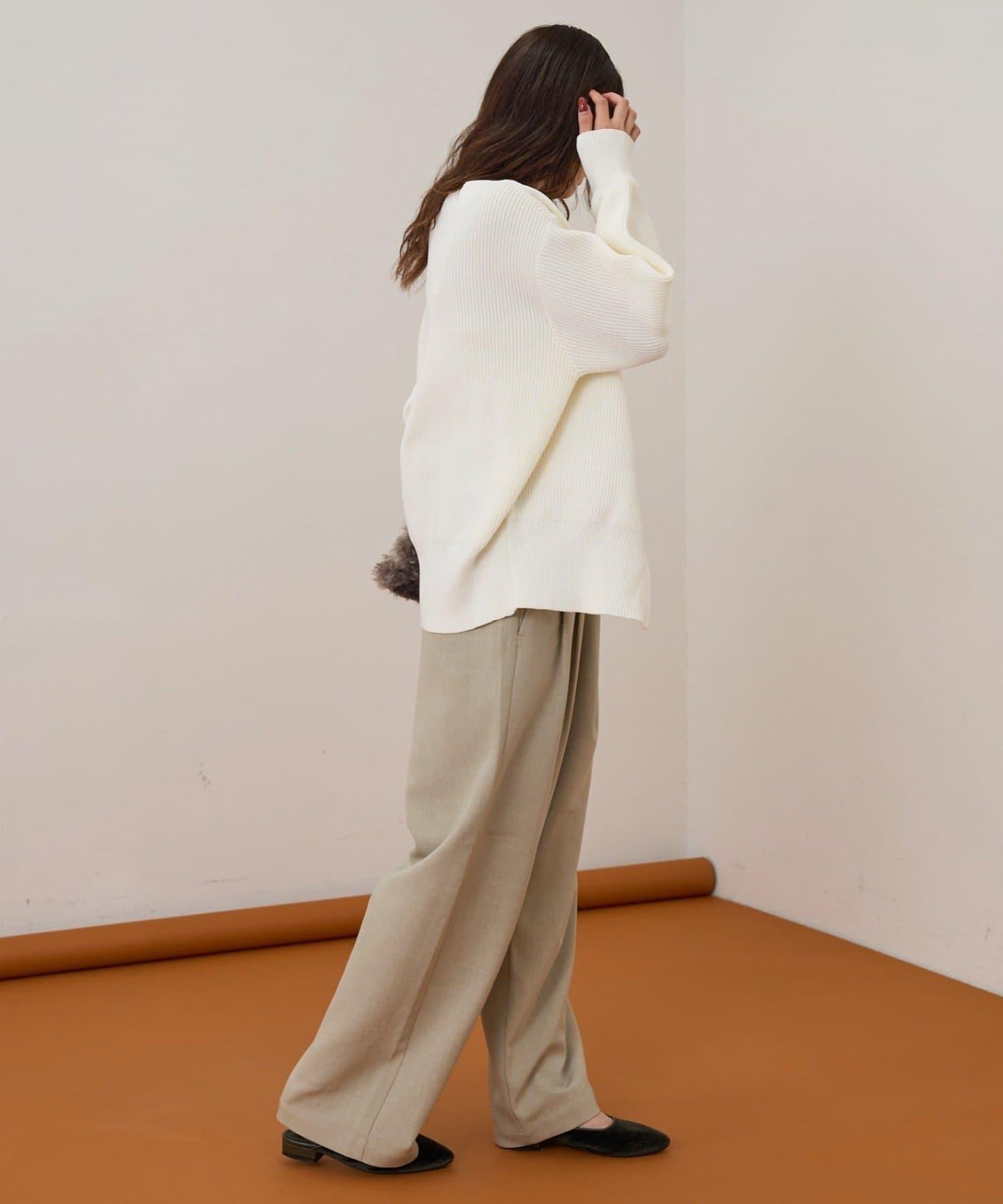 【收腰顯瘦!】附帶繫帶腰帶褶皺寬鬆休閒長褲