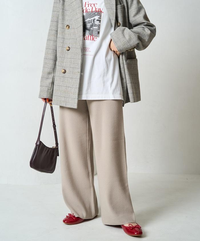 針織寬鬆休閒褲