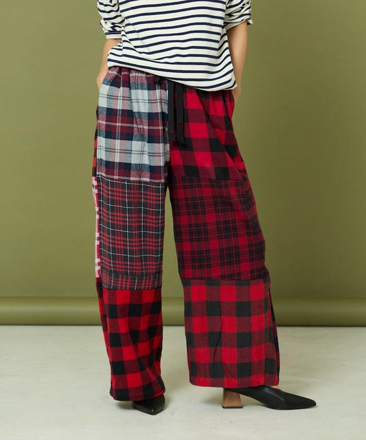 法蘭絨格子休閒褲