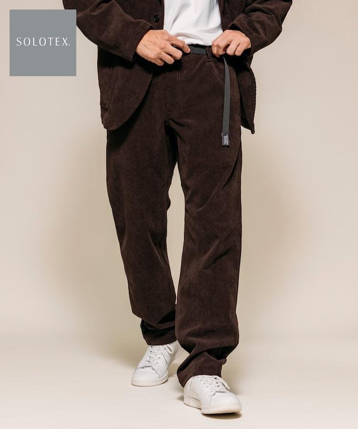 燈芯絨 SOLOTEX 修身款編織腰帶長褲