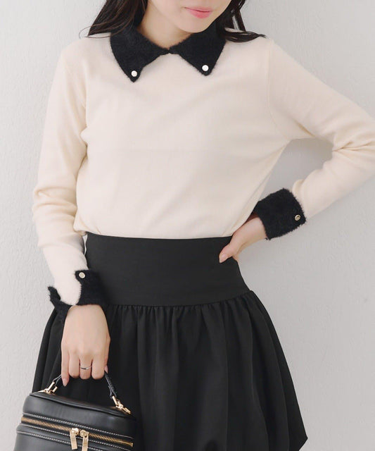 拼色羽毛針織衫