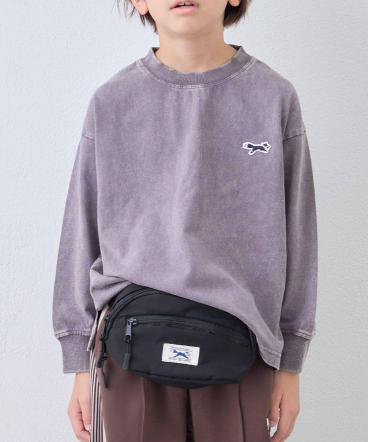 【KIDS】【FOX×TYPY】水洗工藝單點裝飾長袖T恤