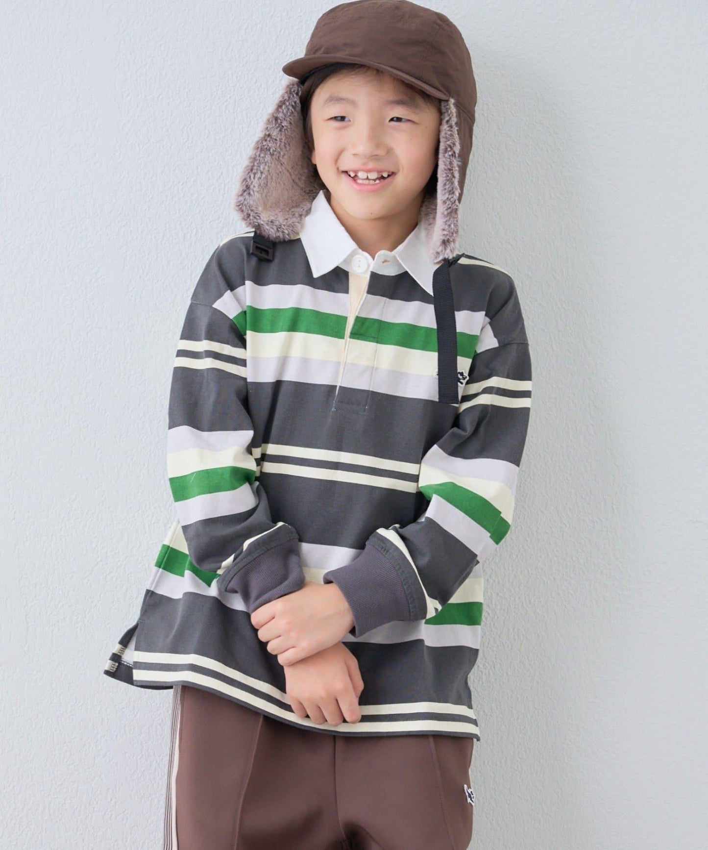 【KIDS】【FOX×TYPY】條紋橄欖球衫