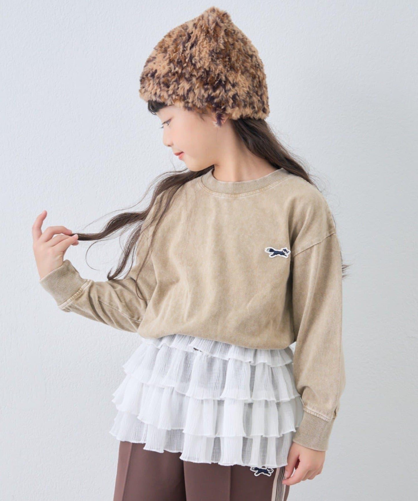 【KIDS】【FOX×TYPY】水洗工藝單點裝飾長袖T恤