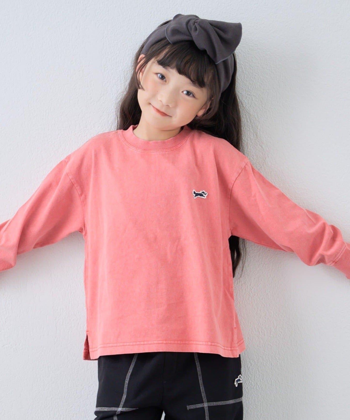 【KIDS】【FOX×TYPY】水洗工藝單點裝飾長袖T恤