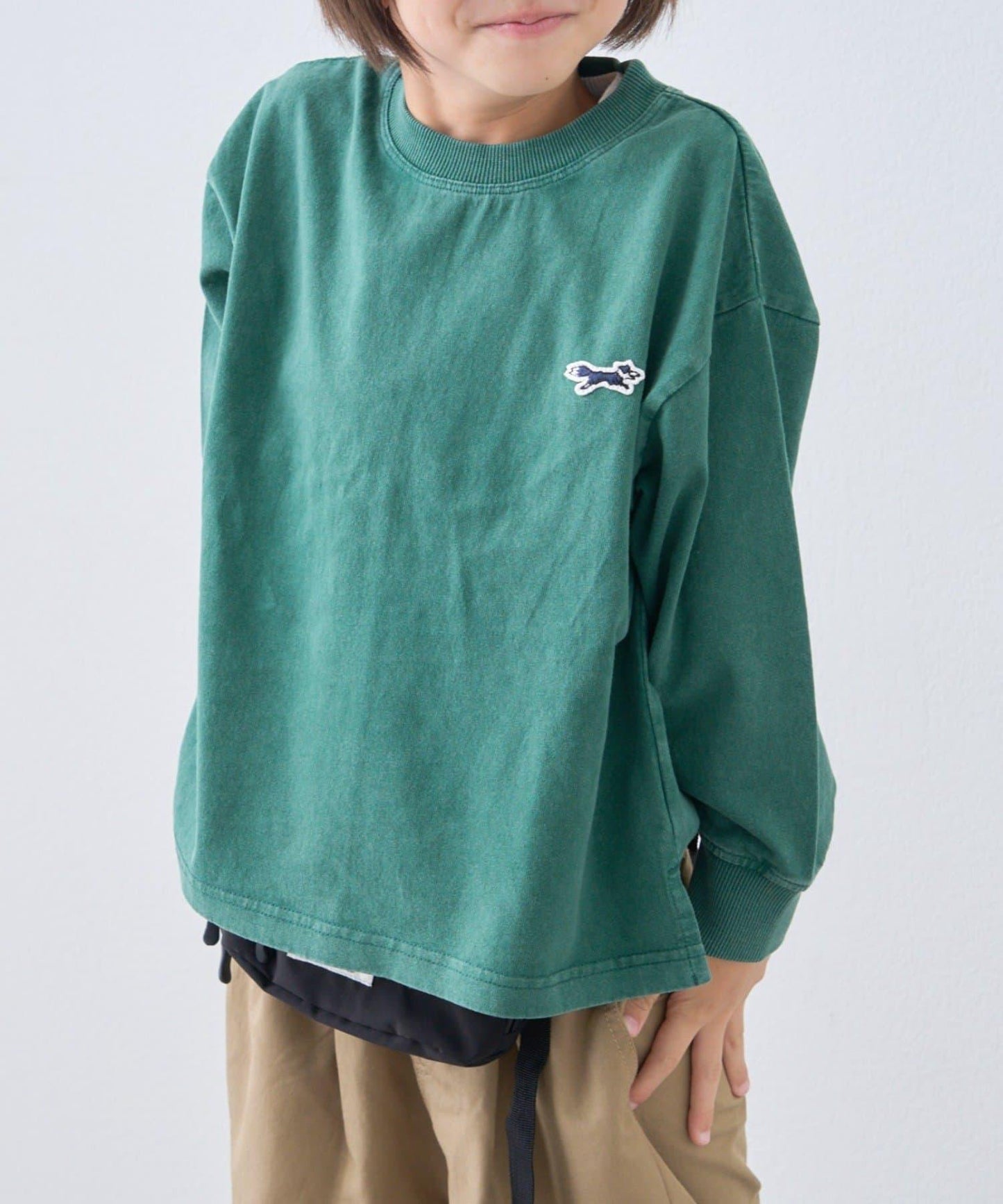 【KIDS】【FOX×TYPY】水洗工藝單點裝飾長袖T恤