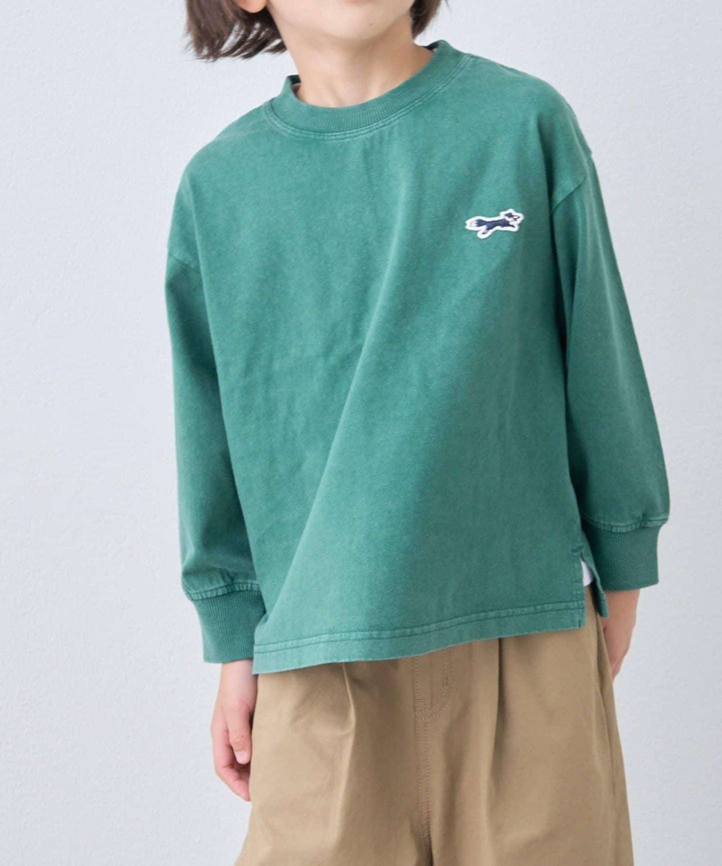 【KIDS】【FOX×TYPY】水洗工藝單點裝飾長袖T恤