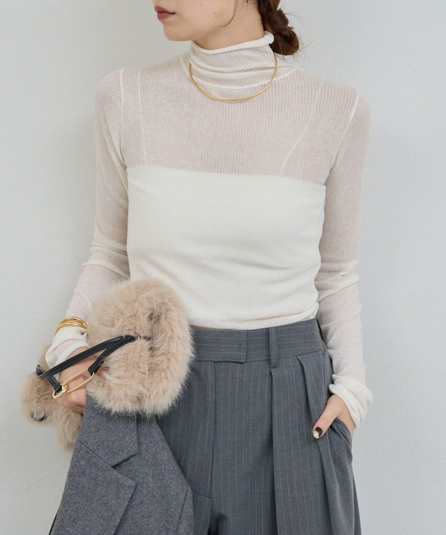 【近日開始】【CHIHAYA聯名】透視羅紋高領衫