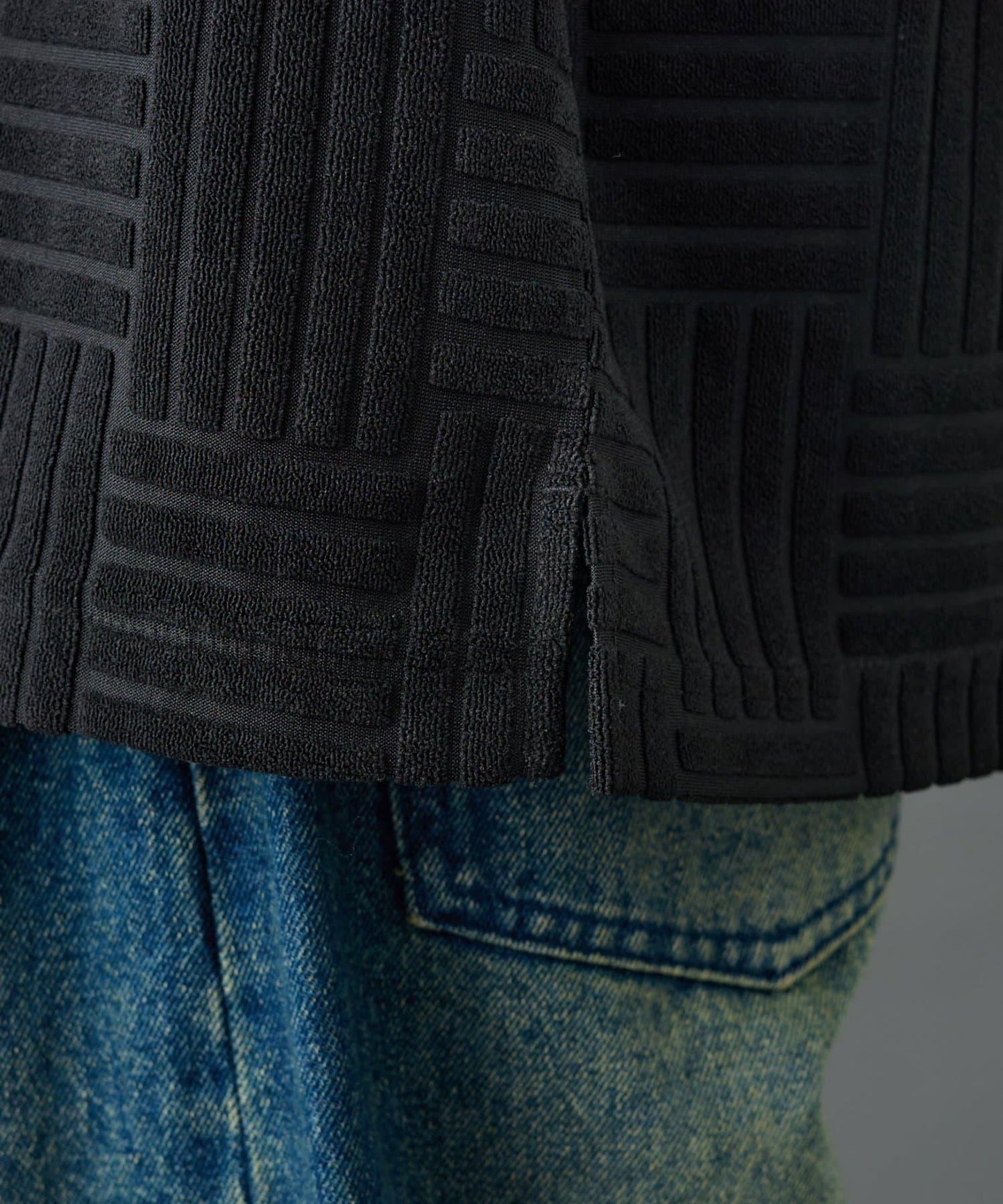 瓷磚紋抓絨長袖套頭衫