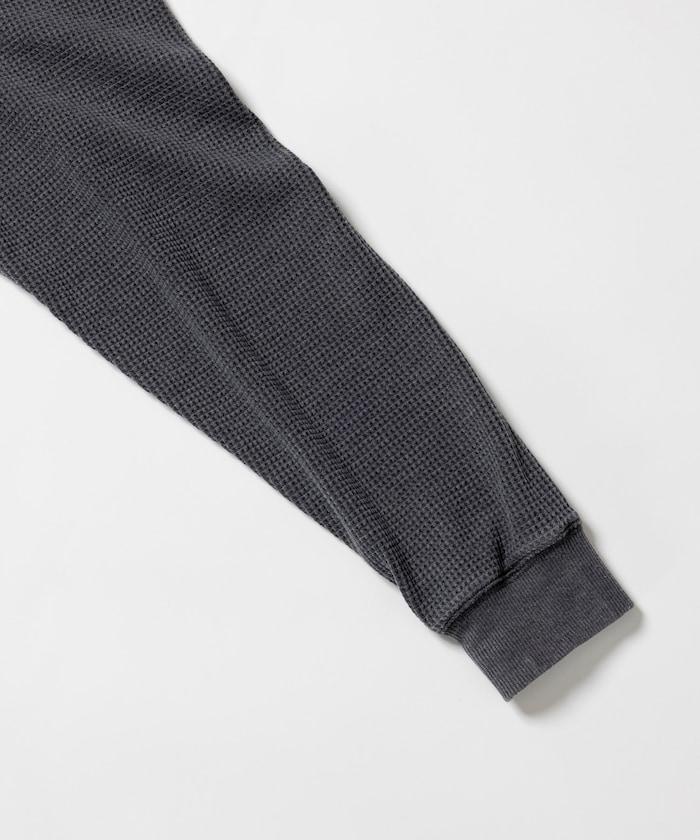 寬鬆版型水洗色華夫格長袖T恤