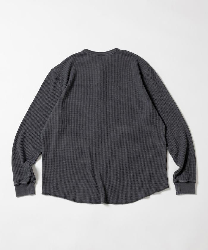 寬鬆版型水洗色華夫格長袖T恤