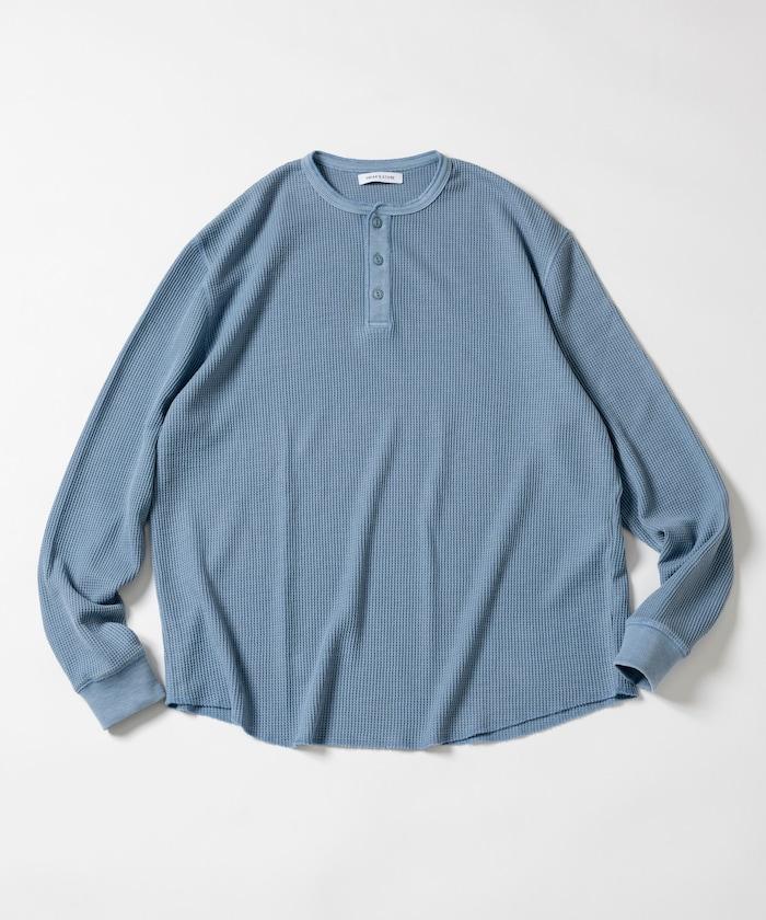 寬鬆版型水洗色華夫格長袖T恤