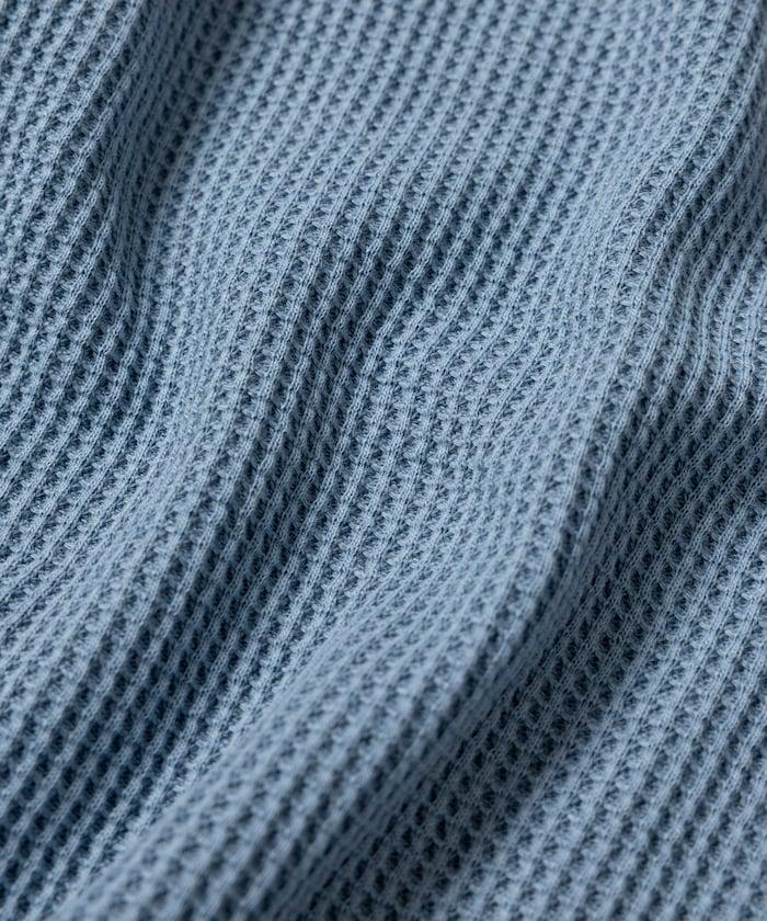 寬鬆版型水洗色華夫格長袖T恤