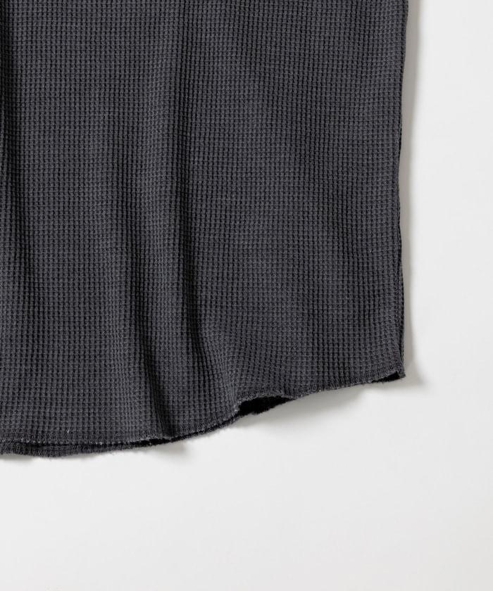 寬鬆版型水洗色華夫格長袖T恤