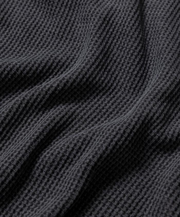 寬鬆版型水洗色華夫格長袖T恤