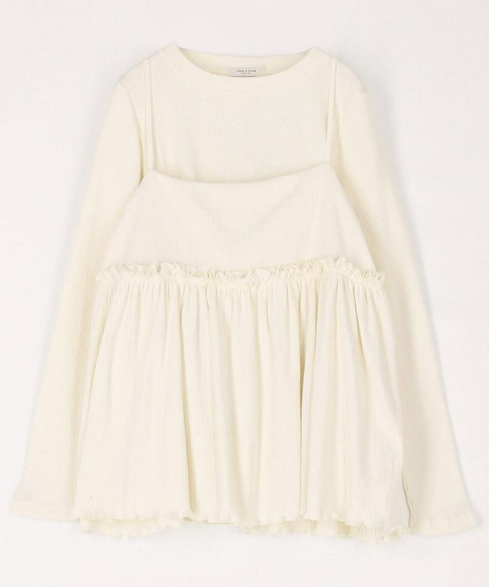 【套裝商品】軍風羅紋2WAY吊帶背心套裝 長袖T恤