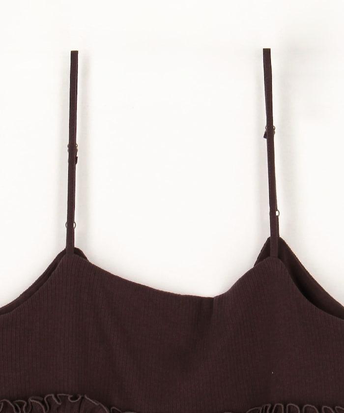 【套裝商品】軍風羅紋2WAY吊帶背心套裝 長袖T恤