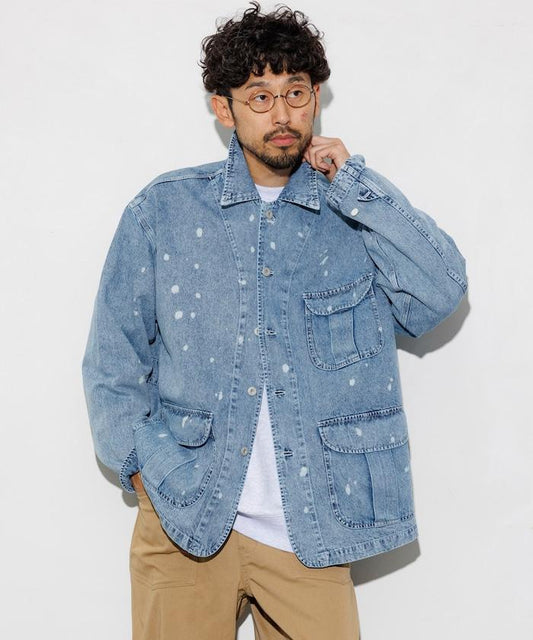 特別牛仔狩獵工裝外套細條紋