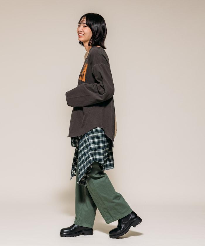 復古V領字母長袖T恤