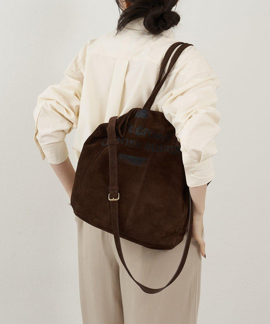 鏤空設計麂皮兩用托特包