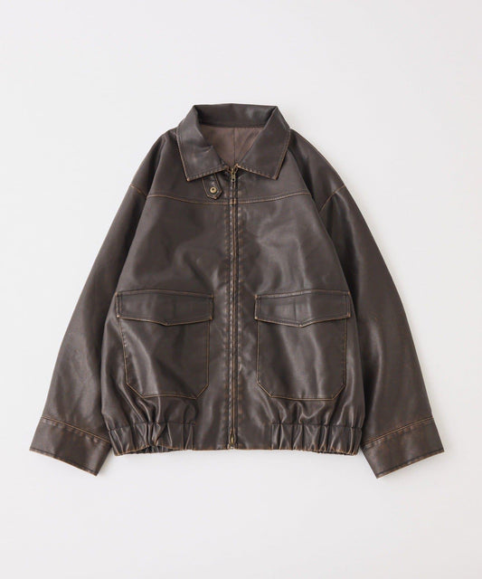 中長款環保皮革夾克