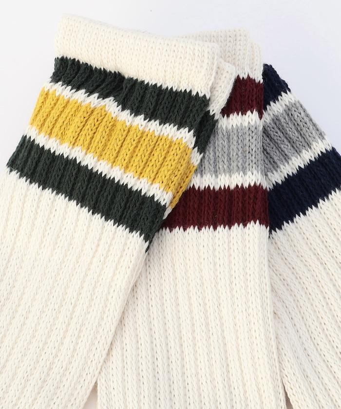 拼色三條紋中筒襪(適合25.0-27.0cm)