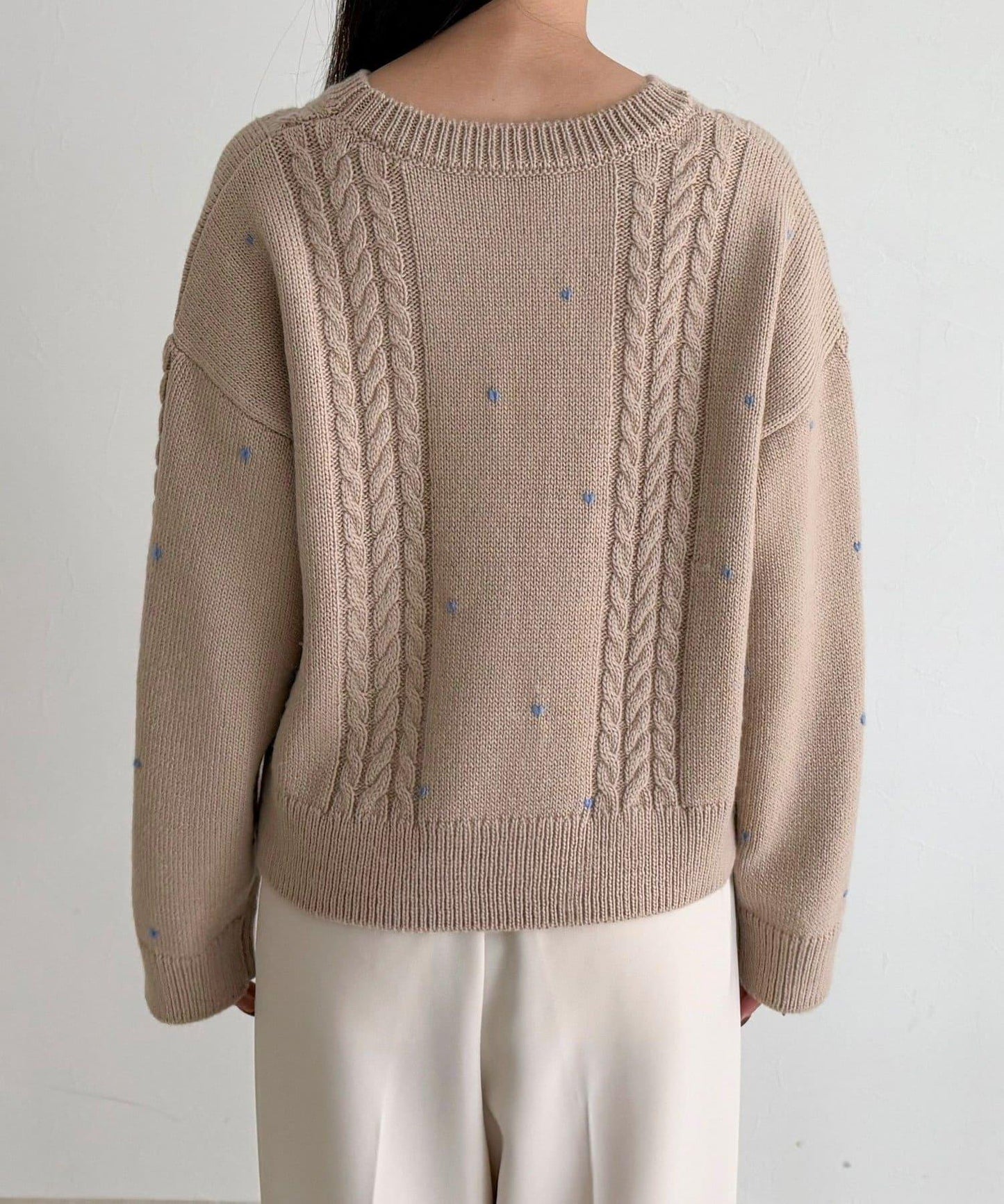 愛心刺繡圖案針織套頭衫
