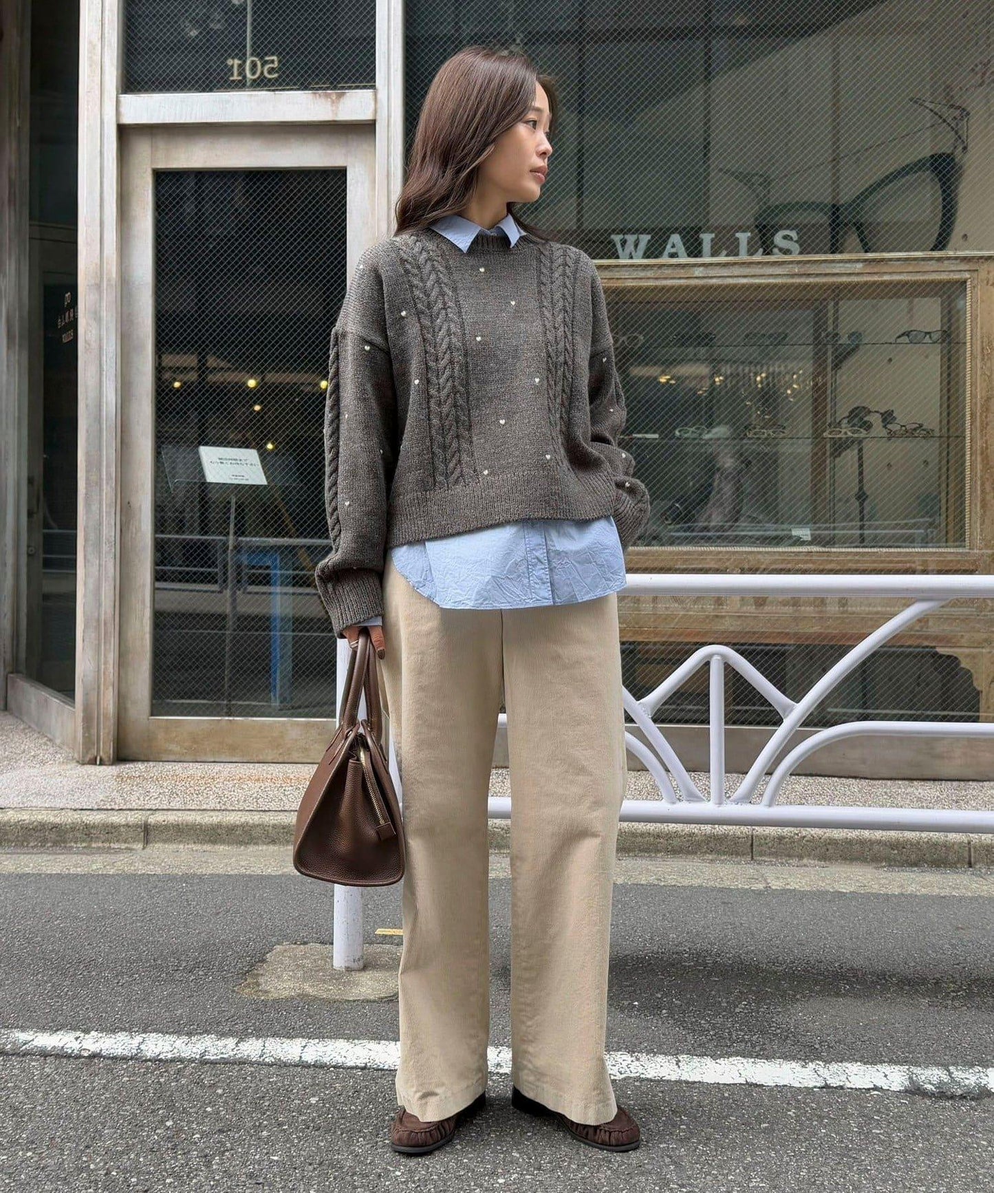 愛心刺繡圖案針織套頭衫