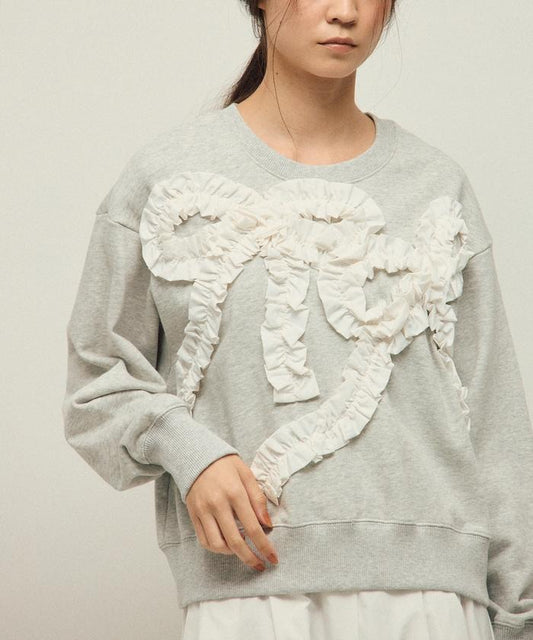 有機棉褶皺蝴蝶結衛衣 / 寬鬆版型 / 毛圈衛衣