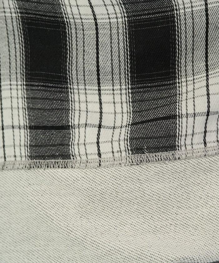 格子襯衫拼接內刷毛套頭衫