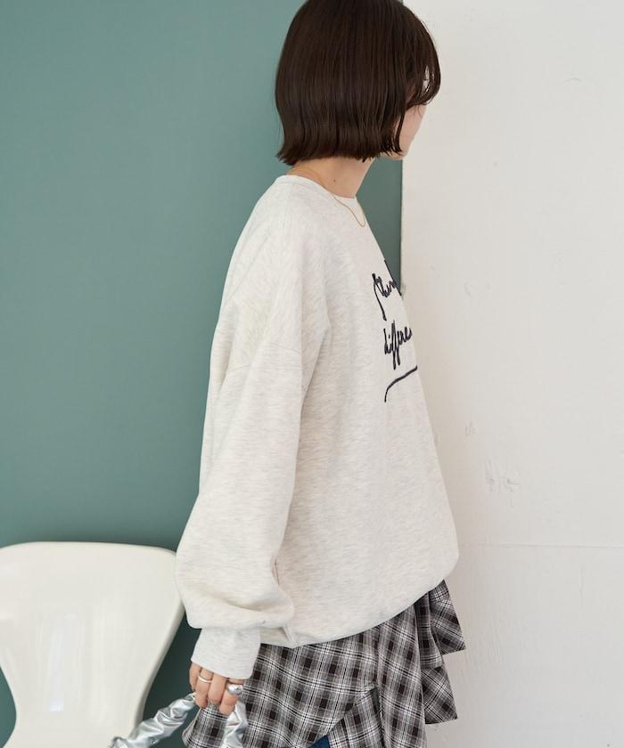 加絨燈芯絨刺繡標誌寬鬆版套頭衫