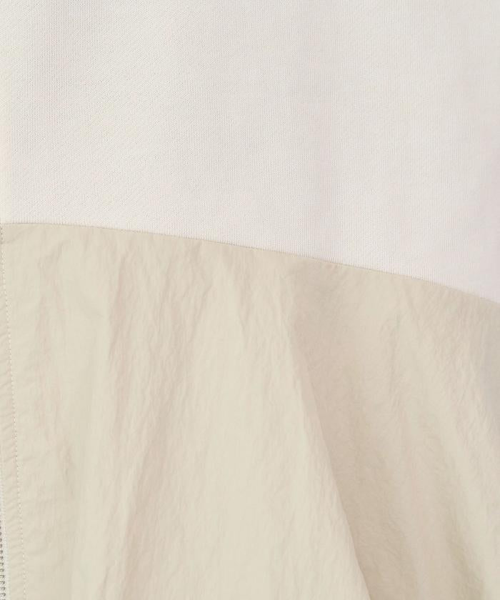 異材質拼接氣球袖全拉鍊套頭衫