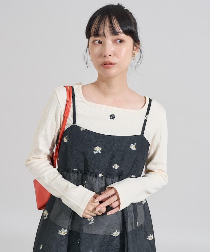 透視提花吊帶迷你連衣裙