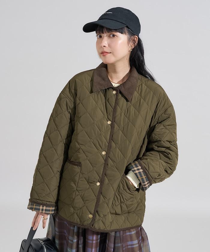 PRIMALOFT 菱形絎縫帶領中長款大衣
