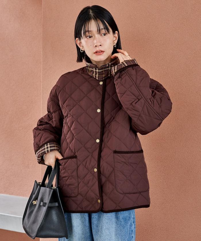 PRIMALOFT 菱形絎縫帶領中長款大衣