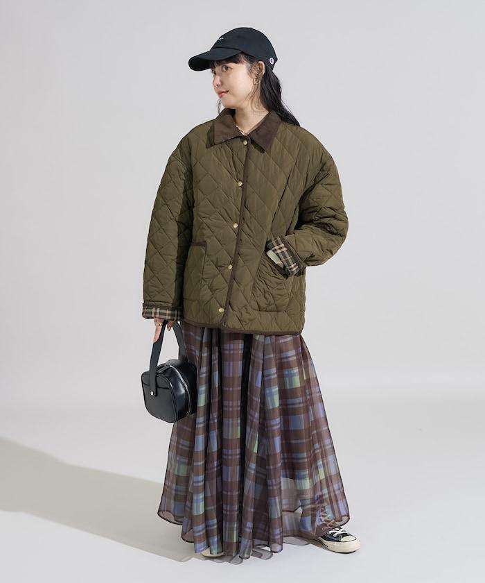 PRIMALOFT 菱形絎縫帶領中長款大衣