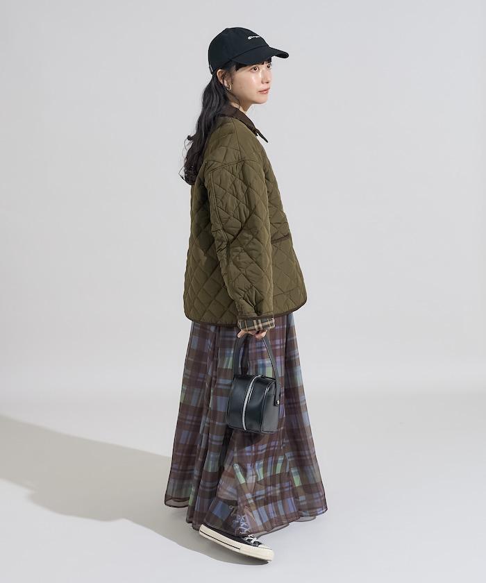 PRIMALOFT 菱形絎縫帶領中長款大衣