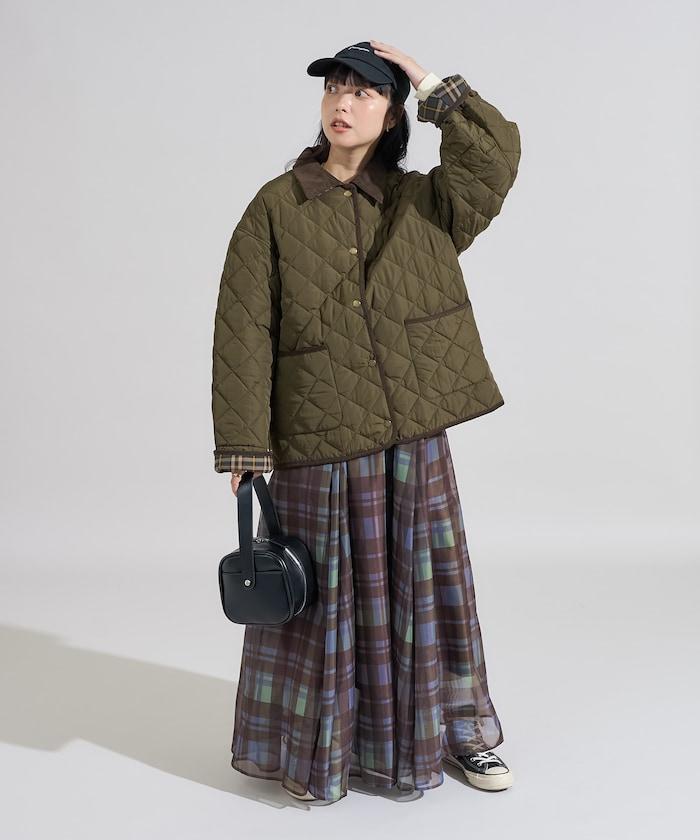 PRIMALOFT 菱形絎縫帶領中長款大衣