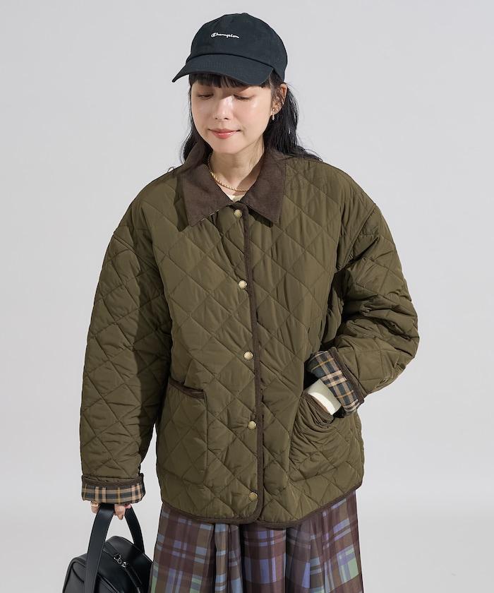 PRIMALOFT 菱形絎縫帶領中長款大衣