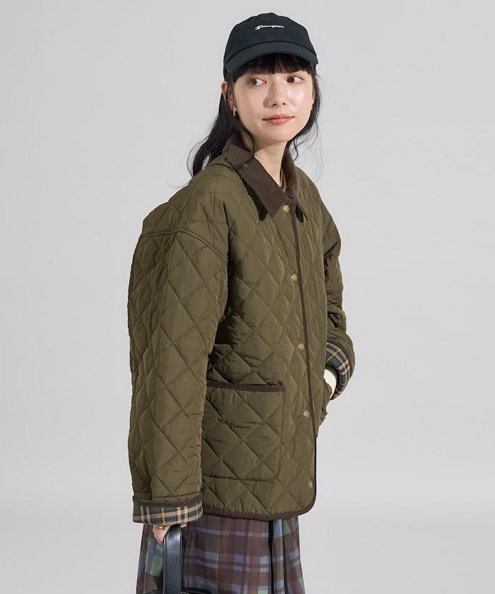 PRIMALOFT 菱形絎縫帶領中長款大衣